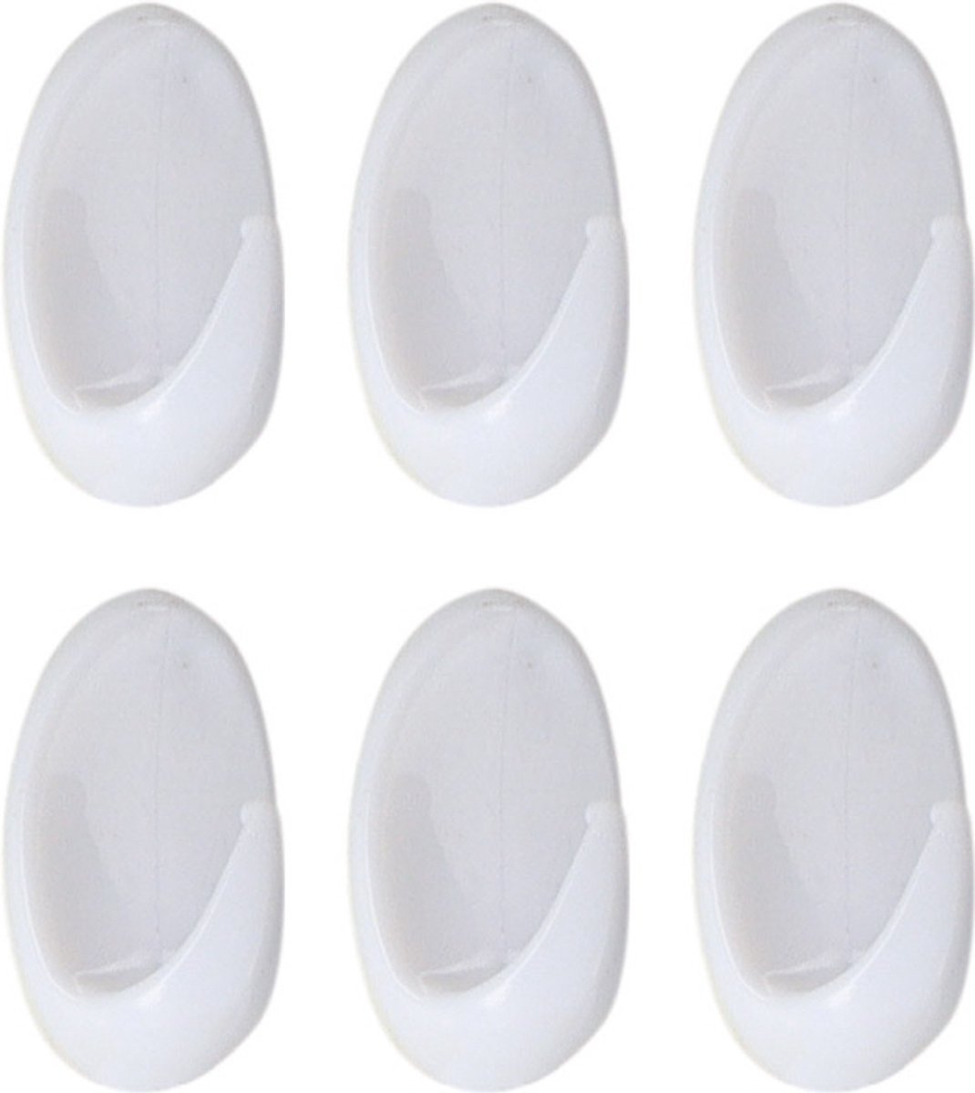 Tendance Plakhaakjes - 2 x 2 x 2.5 cm - Zelfklevende ophang haakjes - 6x stuks - kunststof - wit - keuken/badkamer haken