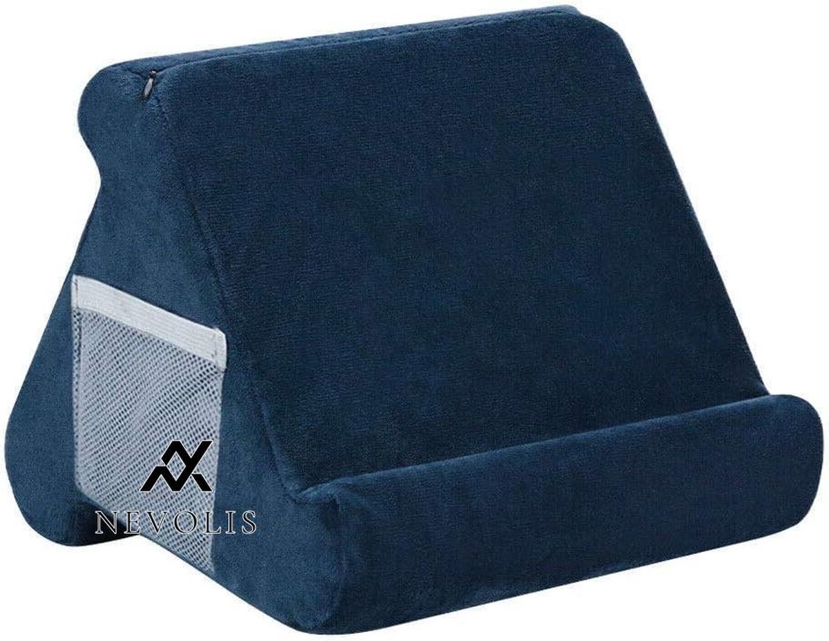 Nevolis Tablet Cushion Stand Navy Blue Multiple Viewing Angle Soft Cushion Lap Stand iPad Phone Tablet Laptop Pillow Holder .