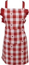 Clayre & Eef Tablier de cuisine enfant 56x48 cm Hartjes en Katoen blanc Wit