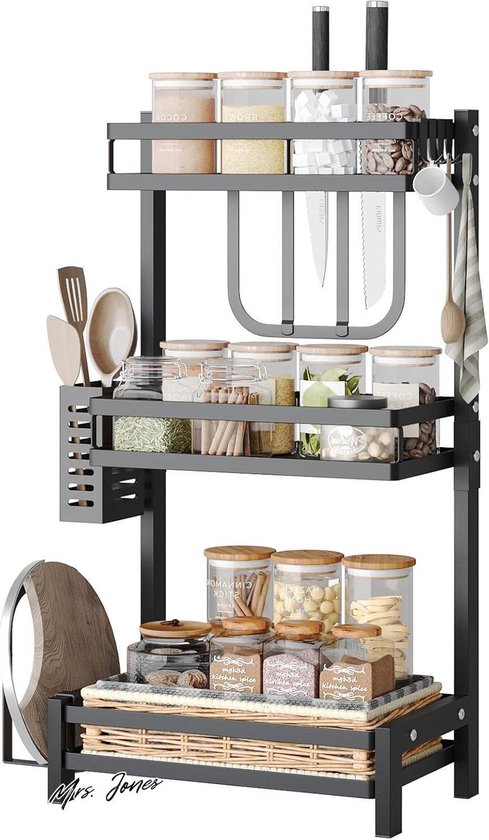 Decopatent® Staand Kruidenrekje voor 12 kruidenpotjes - Specerijen rek - Bamboe hout - Potjes Glas - Keuken kruiden organizer - Decopatent