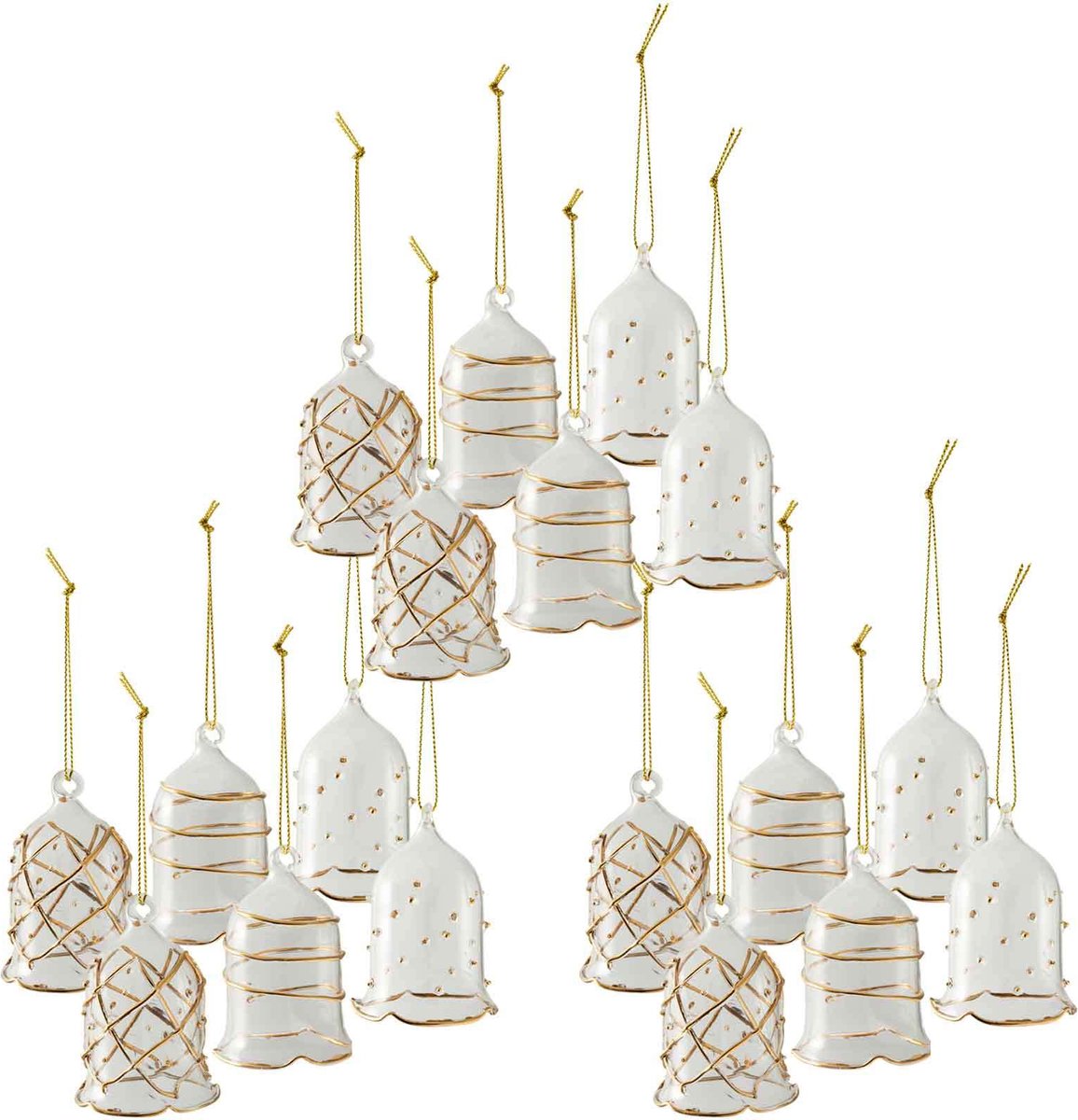 Glasglocken Winter Collage Accessoires 19,5 x 19,5 x 18,5 cm Set van 18