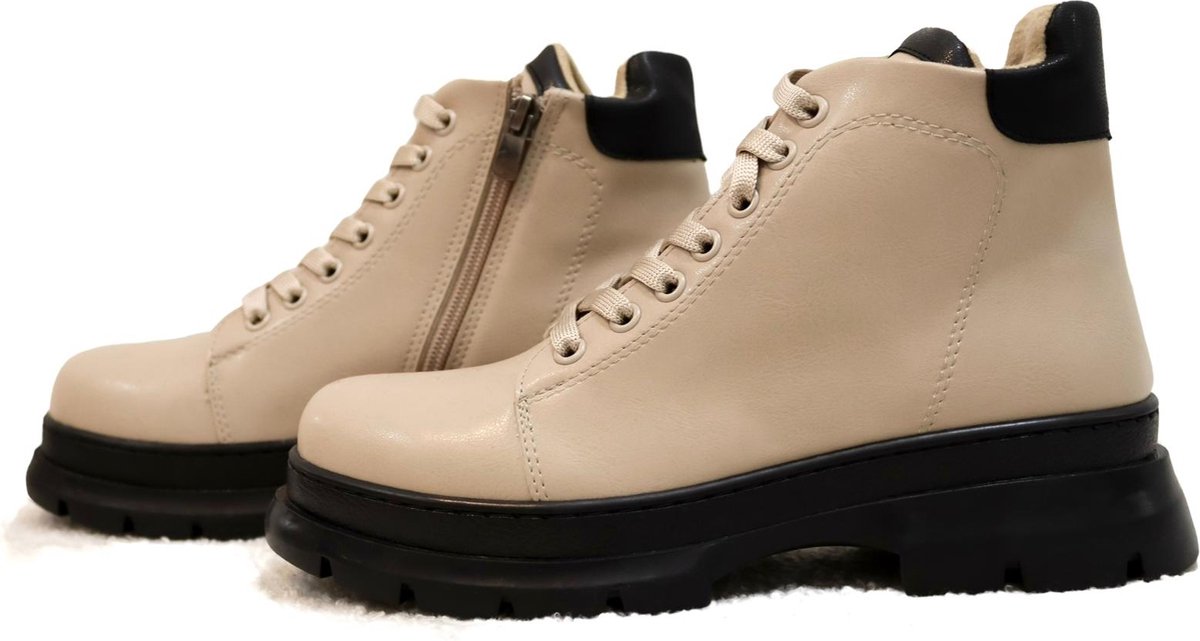 Efrin Veterboots met sluiting - Beige
