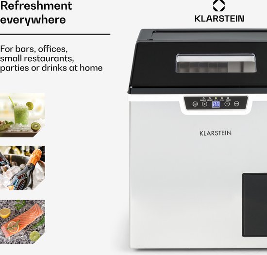 Klarstein Icefestival Cube Ijsblokjesmachine - 400 W - 1,9 Liter - 20 Kg/24H - Zilver van Klarstein — afbeelding 4
