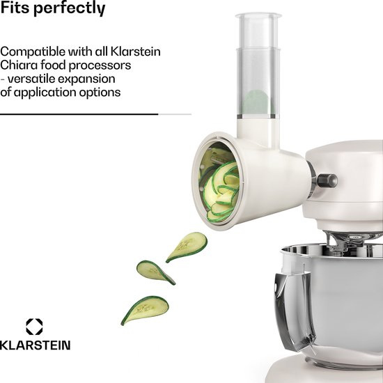 Klarstein Chiara Saladeaccessoire - Hakmolen voor keukenmachine, veelzijdig saladeaccessoire, roestvrijstalen messen, 3 mesopties, compact ontwerp, gemakkelijk schoon te maken, compatibel met de Chiara keukenmachine van Merkloos — afbeelding 2