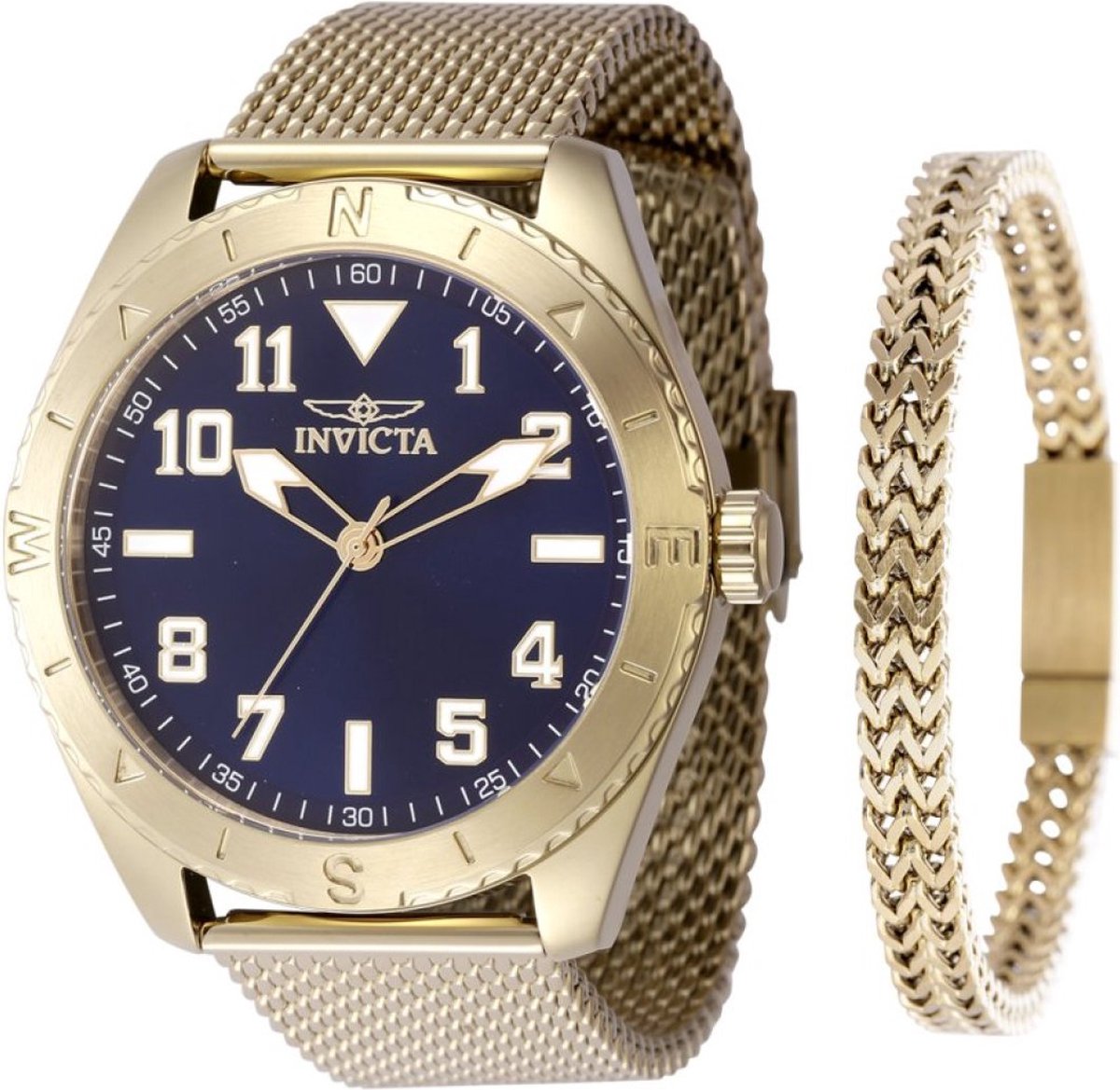 Invicta Specialty 48292 Heren Horloge - Waterdicht - Analoog - Quartz Uurwerk - Roestvrij Staal met blauwe Wijzerplaat - 45mm