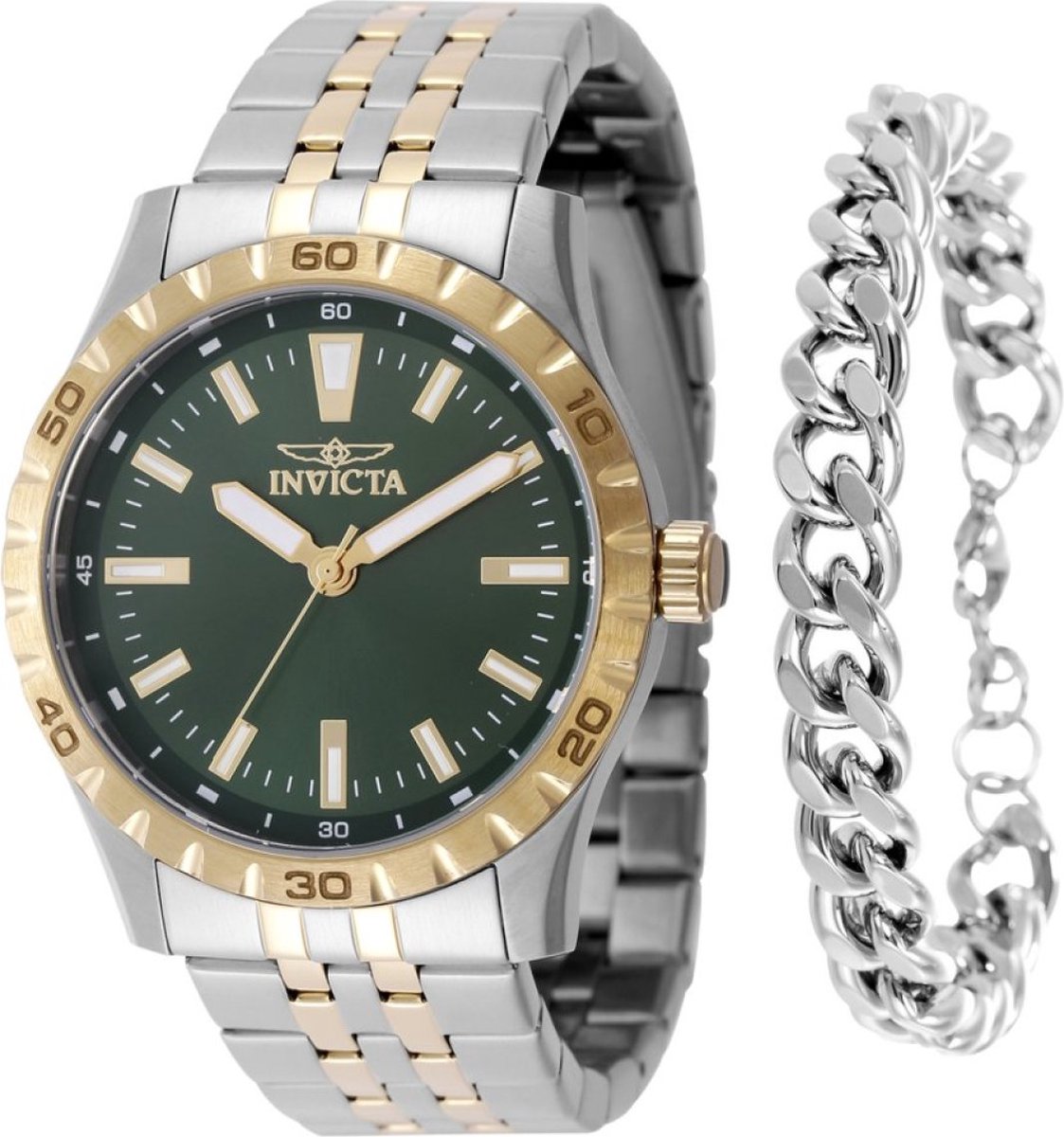 Invicta Specialty 48282 Heren Horloge - Waterdicht - Analoog - Quartz Uurwerk - Roestvrij Staal met groene Wijzerplaat - 42mm