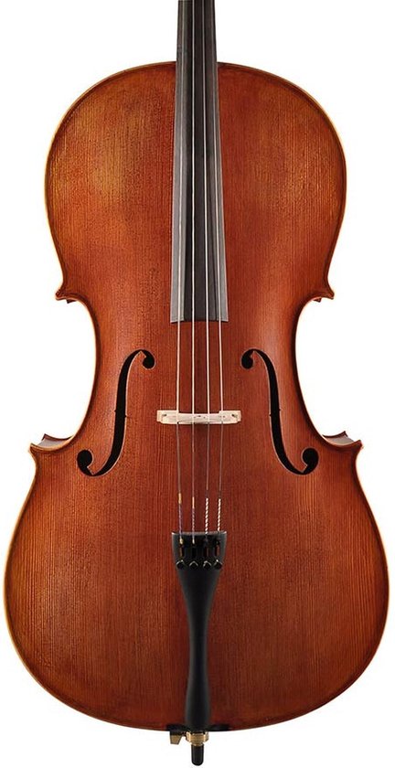 Leonardo LC-2734-M cello set 3/4, geheel massief, mat nitro, mooi gevlamd, ebben toebehoren, incl. tas en strijkstok