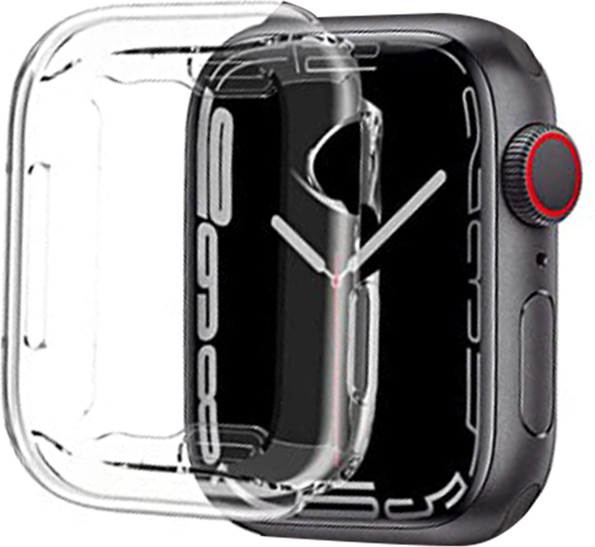 iMoshion Screen Protector Geschikt voor Apple Watch Series 7 / 8 / 9 - 45 mm - iMoshion Full Cover Soft Case / Hoesje - Transparant