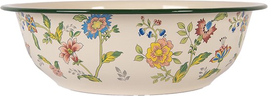 Clayre & Eef Bol de décoration Ø 30x9 cm Beige Métal Fleurs