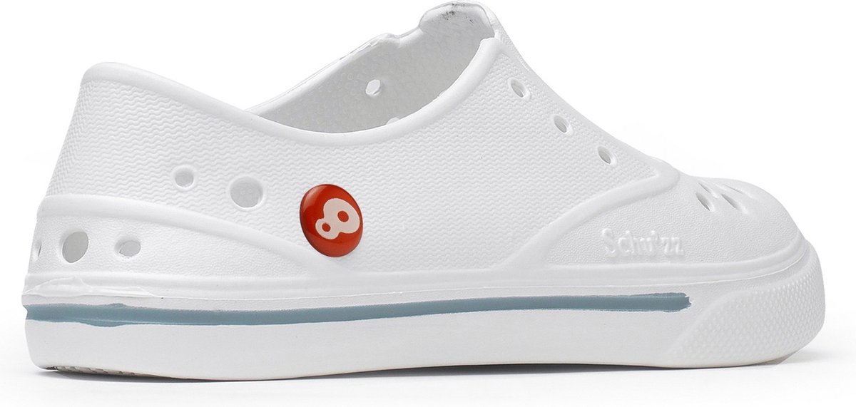 Schu'zz Schuzz damesklompen, badschoenen, Sneaker'zz Blanc & liseré gris / Wit