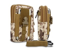 Hoesje geschikt voor Asus ZenFone 3 DELUXE in beige camouflage tactische mobiele telefoon molle EDC etui compatibel schoudertache militaire riem case cover