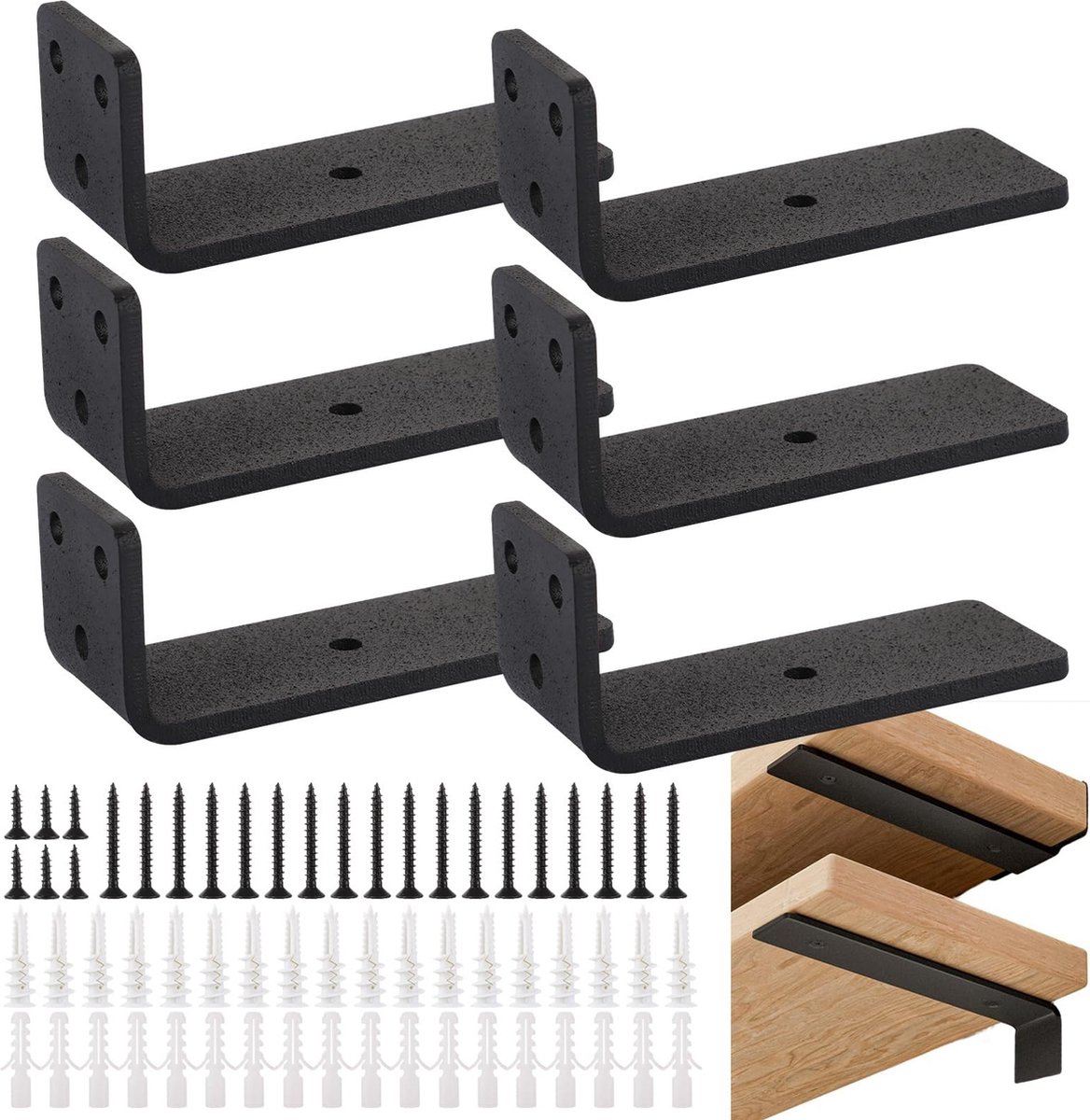 La'Moussawi ® Zwarte Metalen Plankdragers Voor Wandmontage Met Hoog Draagvermogen En Verborgen Design
