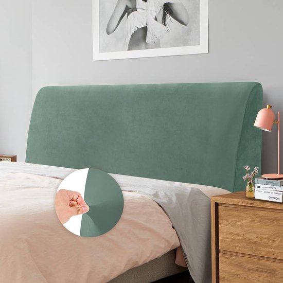 La'Moussawi ® Housse de protection en velours pour tête de lit vert cyprès, extensible et sans poussière, 150-170 cm