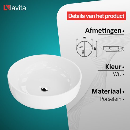 Blinq Ace opzetwastafel rond 40cm keramiek 0300200