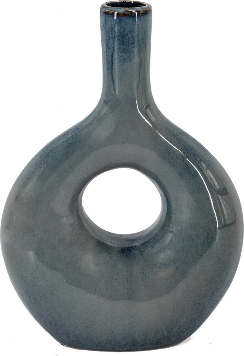 homebound by ky Aardewerk donut vaas blauw | bloemenvaas met gat