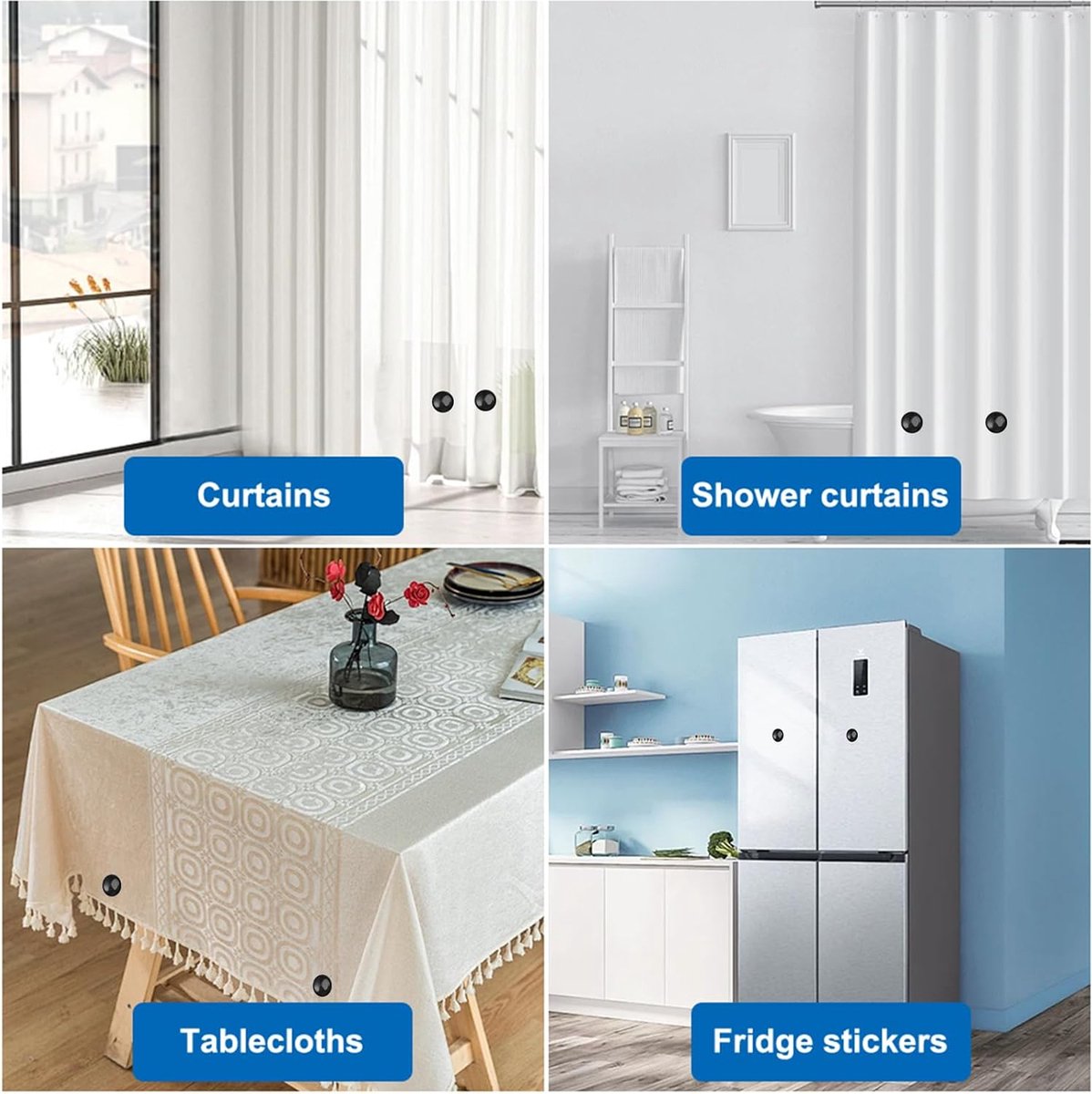 Homie Set van 8 magnetische waterdichte douchegordijngewichten draagtas, geweldige woondecoratie voor de badkamer, voering, vlaggen en vitrages, met clip aan de onderkant (12 stuks, beige