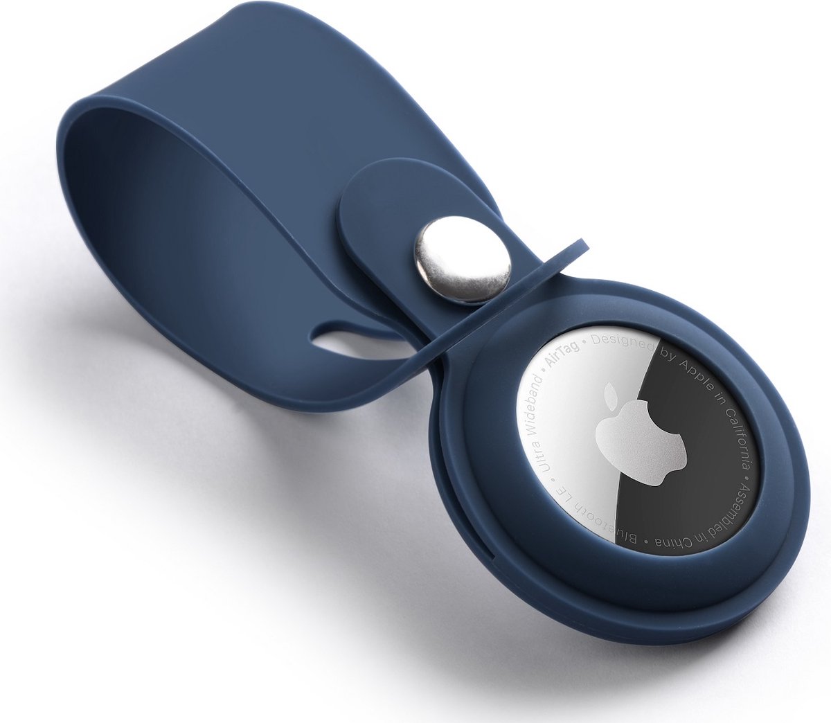 StilGut Beschermhoes – Compatibel met AirTag, Siliconen Loop met Bevestigingslus - Donker Blauw