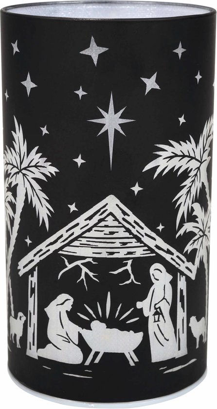 Led licht windlicht kribbe zwart 15cm