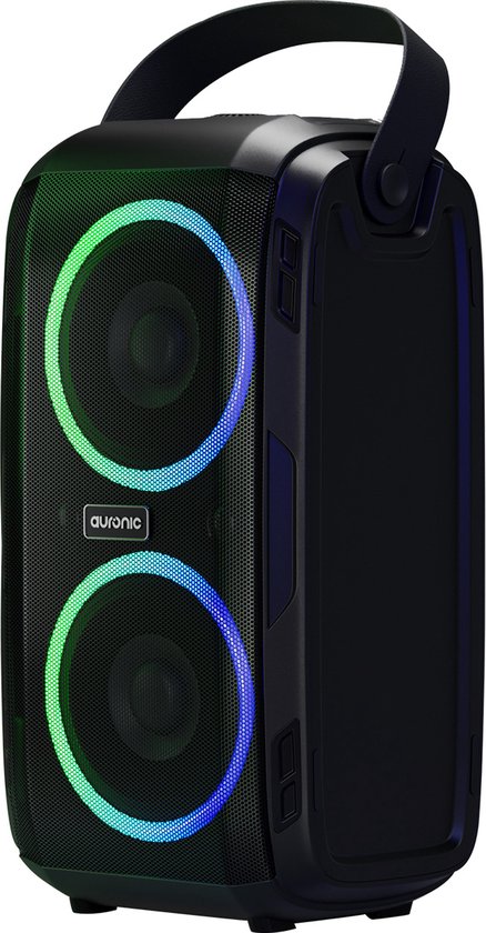 Auronic Partybox – Bluetooth – Party Speaker – Muziek box – Discolichten – USB, AUX en SD-kaart Aansluiting – Zwart