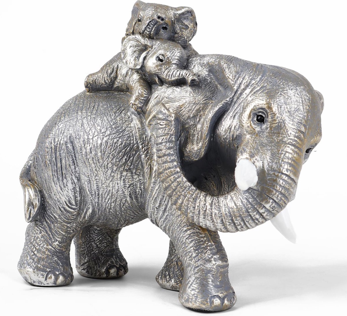La'Moussawi ® Antiek Zilveren Olifant Decoratie voor Huiskamer en Kantoor met Symbolische Betekenis