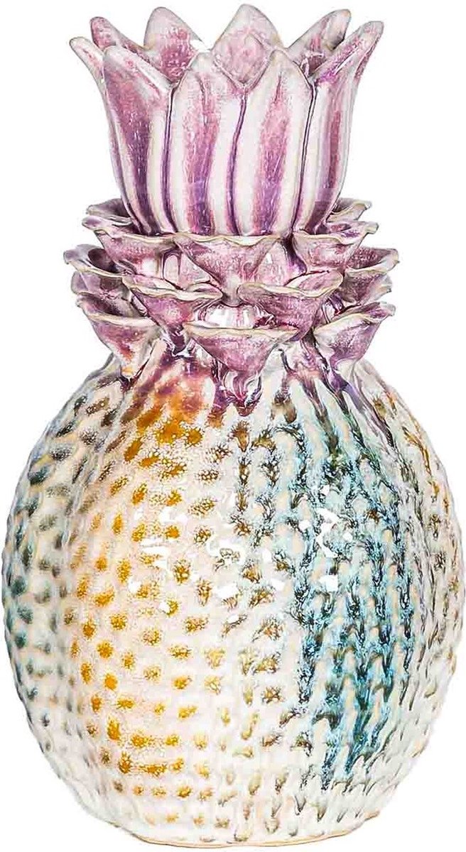 homebound by ky Aardewerk vaas flower rainbow | 16,5x16,5x29cm | bloemenvaas keramiek bloem regenboog Multi