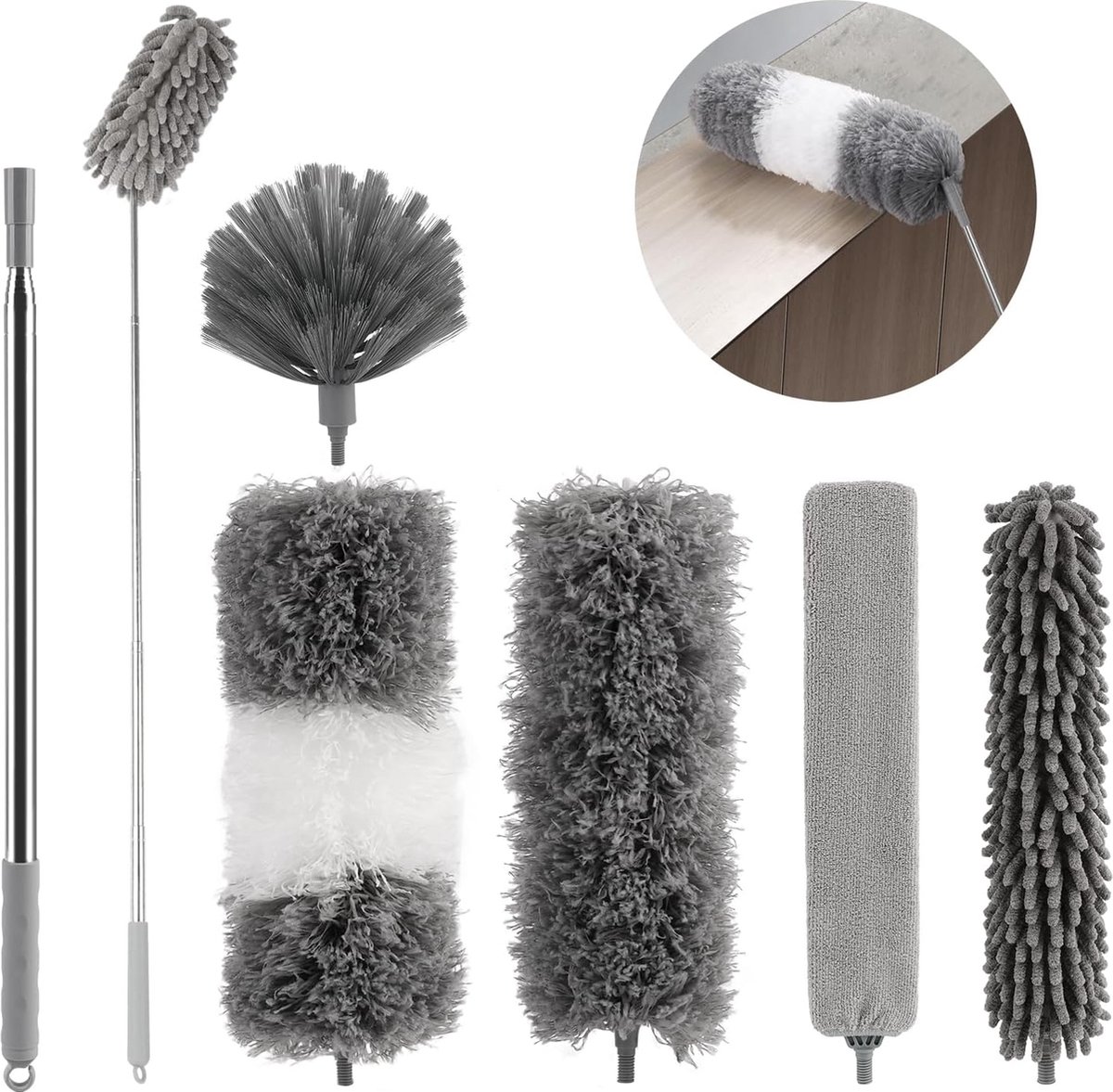 Goedkoopste Uitschuifbare Stofdoekenset voor Moeiteloos Schoonmaken van Moeilijke Hoeken en Hoge Plafonds