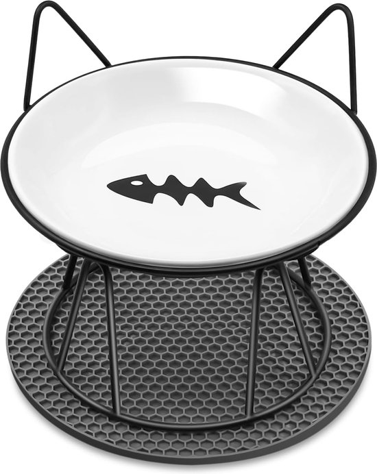 AHX Kattenvoerbakset, kattenbak, verhoogd keramiek