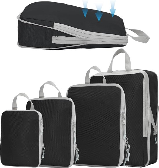 MNT10 Pakzakken met compressie S, M, L, XL I Blauw I Pakkubussen met lus als kofferorganizer I