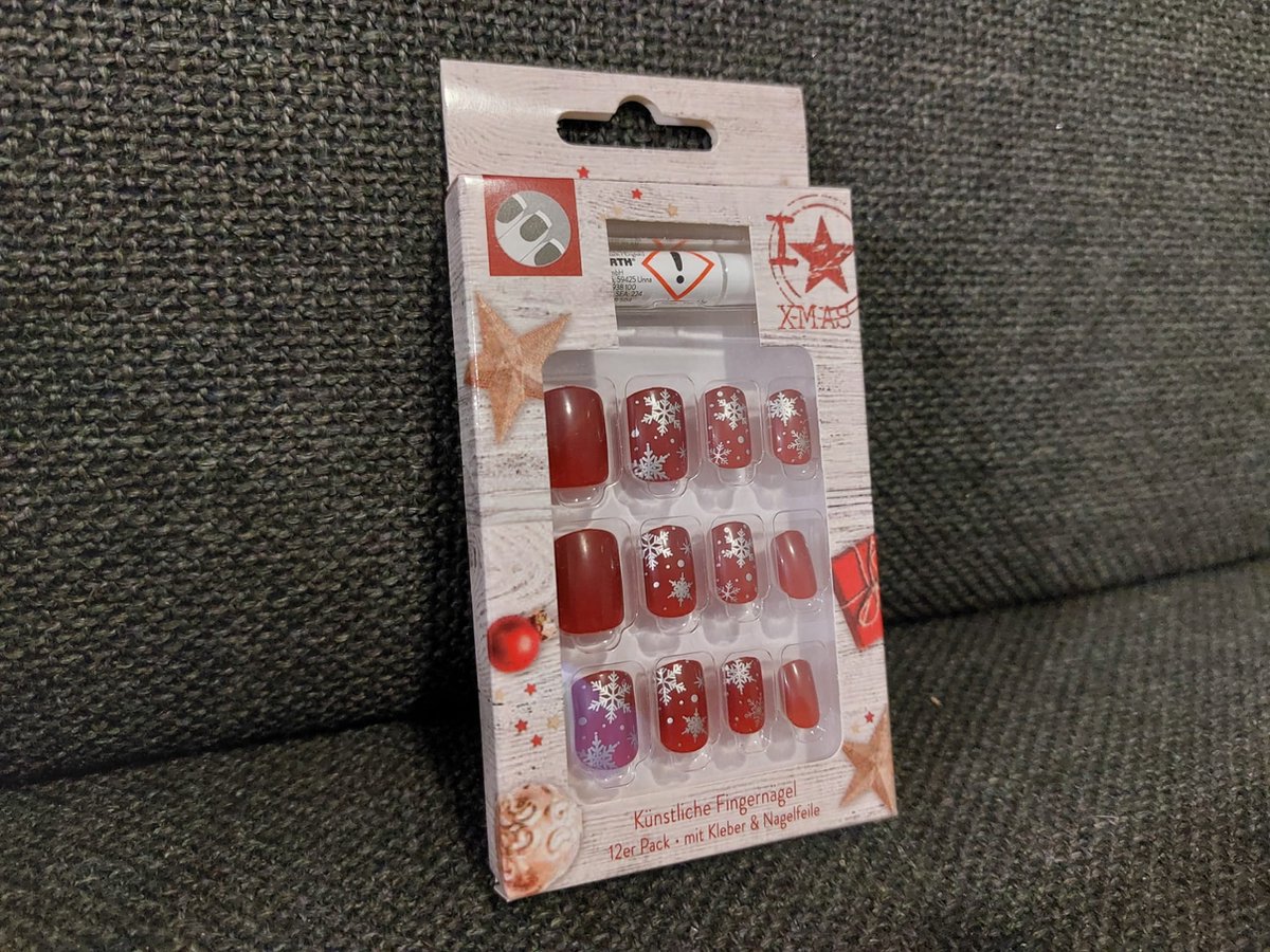 Goedkoopste Kerst Kunstnagels | Set van 12 kunstnagels in Kerststijl | Kerstmis Plaknagels - Zelfklevende Kerst-kunstnagels