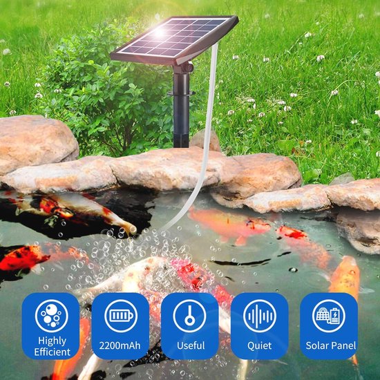 AQUANIQUE Onderwater vijverbeluchter UA 1200 LED, zuurstofpomp met licht, 1200 l/h debiet | filter met filterspons en filtersteen AQUANIQUE Onderwater vijverbeluchter UA 1200 LED, zuurstofpomp met licht, 1200 l/h debiet | filter met filterspons en filtersteen