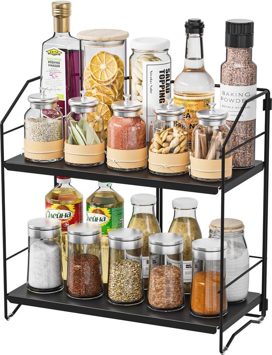CTDMJ Kruidenrek met 4 etages, staand keukenrek, 34 x 26 x 21,5 cm, metalen kruidenrek zonder boren, verstelbare kruidenhouder voor keuken, kast, werkblad, kruidenorganizer, kruidenrek