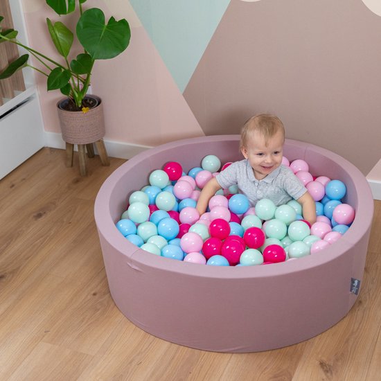 KiddyMoon Piscine à balles Piscine à balles avec boules colorées 90X30cm/300 balles ∅ 7Cm Pour bébés enfants Ronde, Automne: Couleurs Marron/Rouge Cuivre/Beige Pastel/Saumon