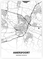 Amersfoort plattegrond - A4 poster - Zwart witte stijl