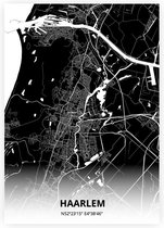 Haarlem plattegrond - A4 poster - Zwarte stijl