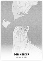 Den Helder plattegrond - A4 poster - Tekening stijl