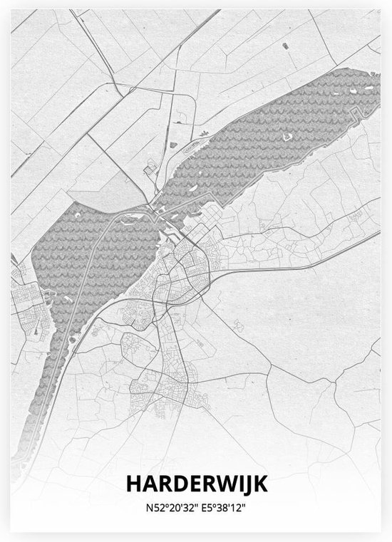 Harderwijk plattegrond - A2 poster - Tekening stijl