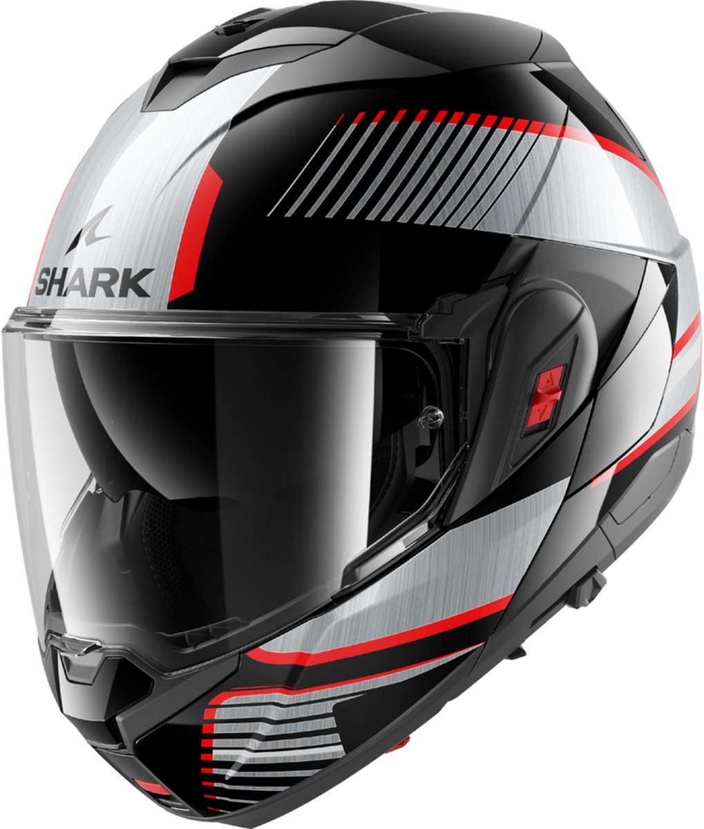 Shark Oxo systeemhelm motorhelm Sikter zwart rood zilver - Maat XL
