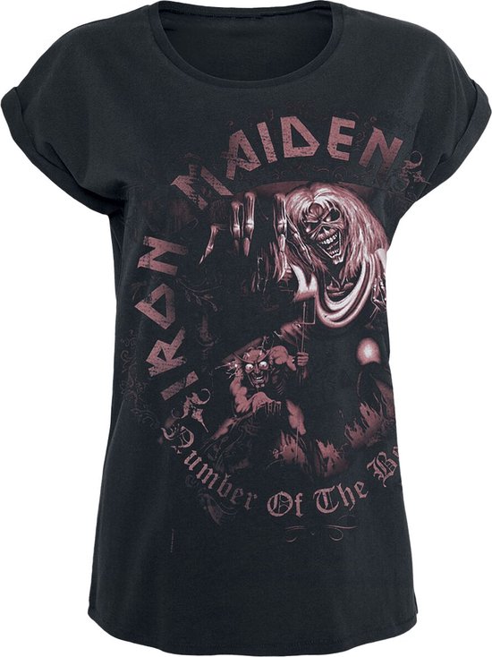 T-shirt Iron Maiden Number Of The Beast noir effet usé taille M en Katoen pour femme - Produits dérivés de groupes, groupes