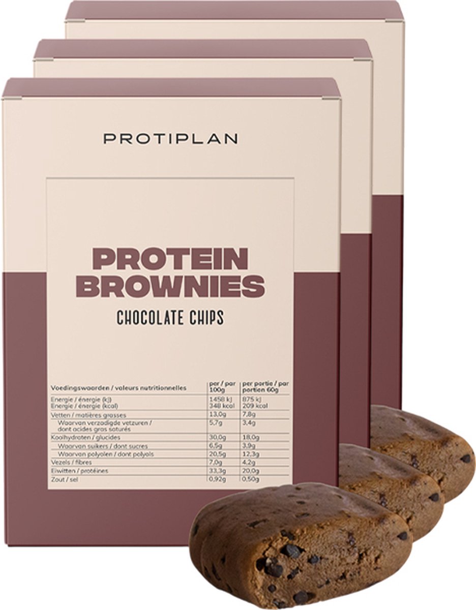 Goedkoopste Protiplan | Brownie Choc | 3 stuks | 3 x 5 x 60 gram | Low carb snack | Eiwitrepen | Koolhydraatarme sportvoeding | Afslanken met Proteïne repen | Snel afvallen zonder hongergevoel!