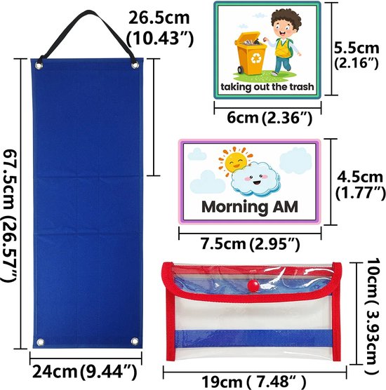 2 in 1 Kids Visual Schedule Calendar Chart met 70 kaarten Wall Planner