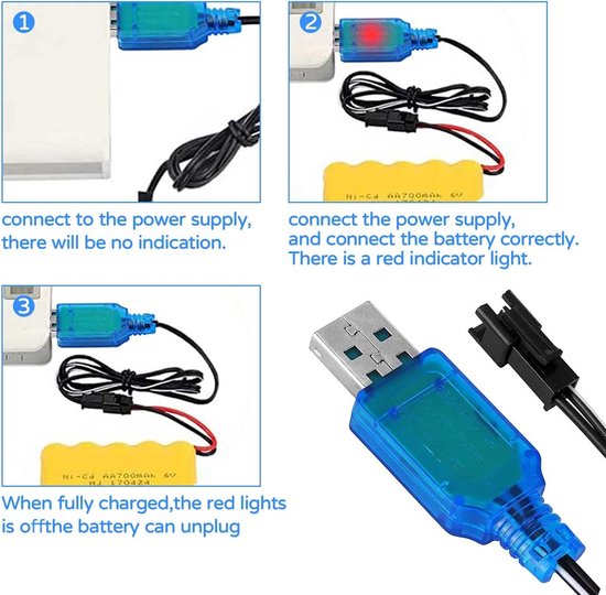 efaso 3,7Vx2 USB-Ladekabel - Passend für RC Akkus - z.B. UDI 001