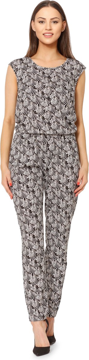 Ladeheid Dames Jumpsuit - Korte mouwen - Lange broek - Katoen - BLV-BLV50-211-OV - Zebra - L