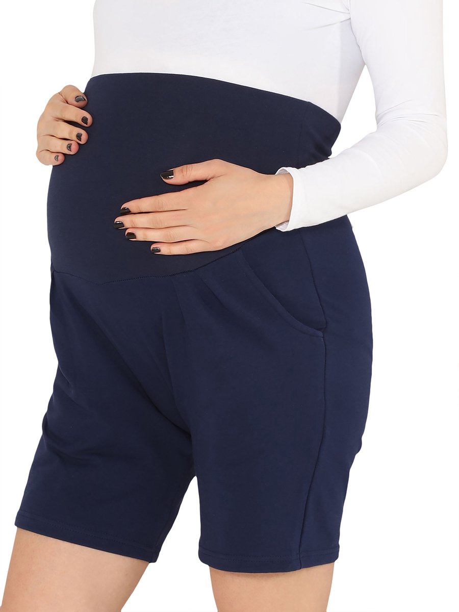 Be Mammy Zwangerschaps Panty Short - Zwangerschapskleding - Katoen - BE-BE20-234-SO - Marineblauw - M