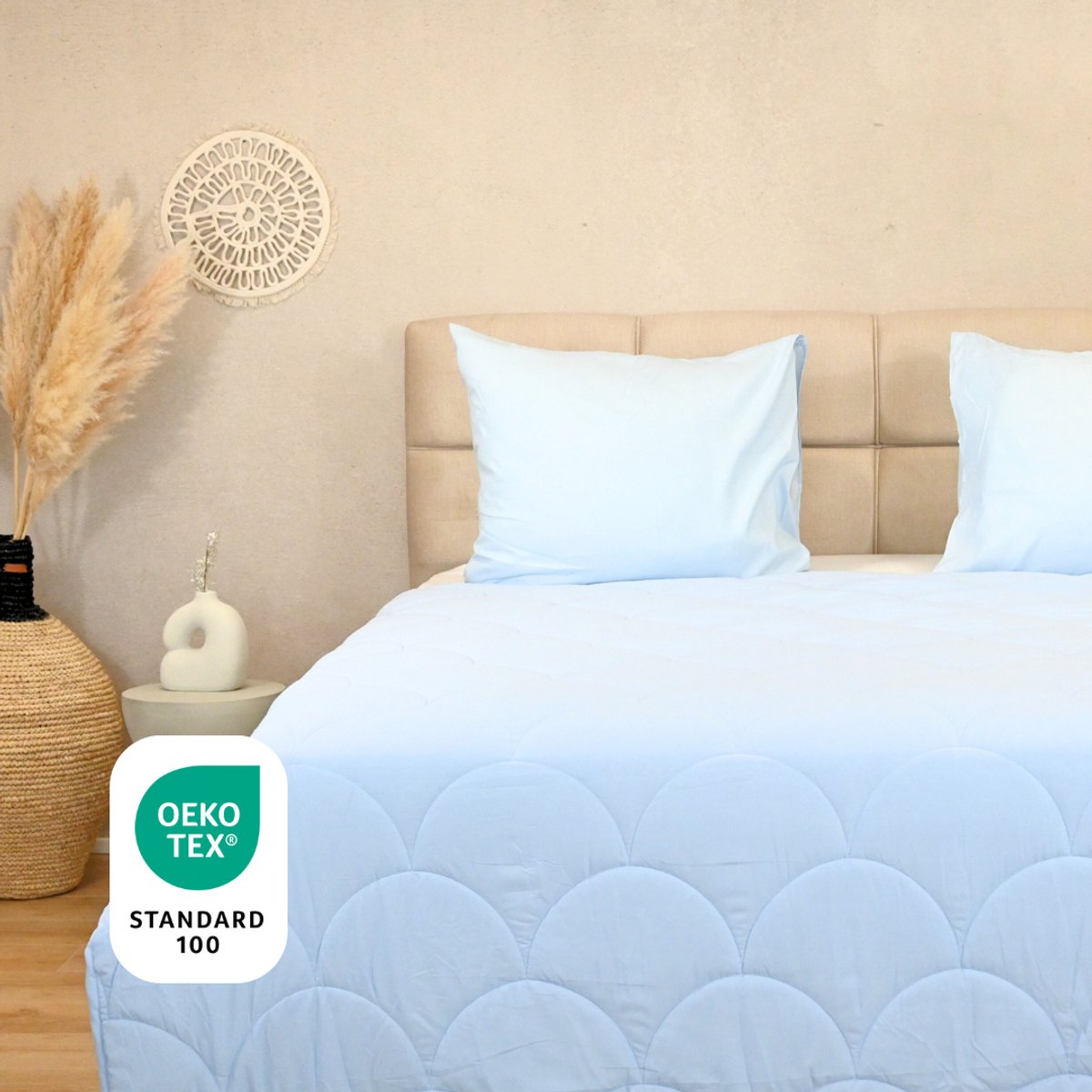 HappyBed Dekbed zonder overtrek 200x200 - Bedrukt dekbed zonder hoes - Hoesloos Dekbed met Print - Wasbaar - Tweepersoonsdekbed - Blue