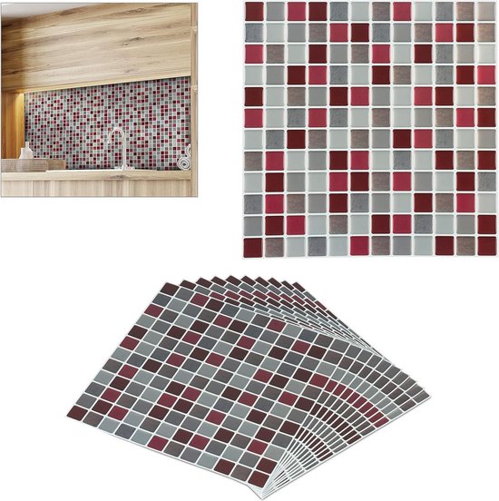 Commomy 10 stuks 3D zelfklevende wandtegels, pel-en-plak Commomy 10 stuks 3D zelfklevende wandtegels, pel-en-plak