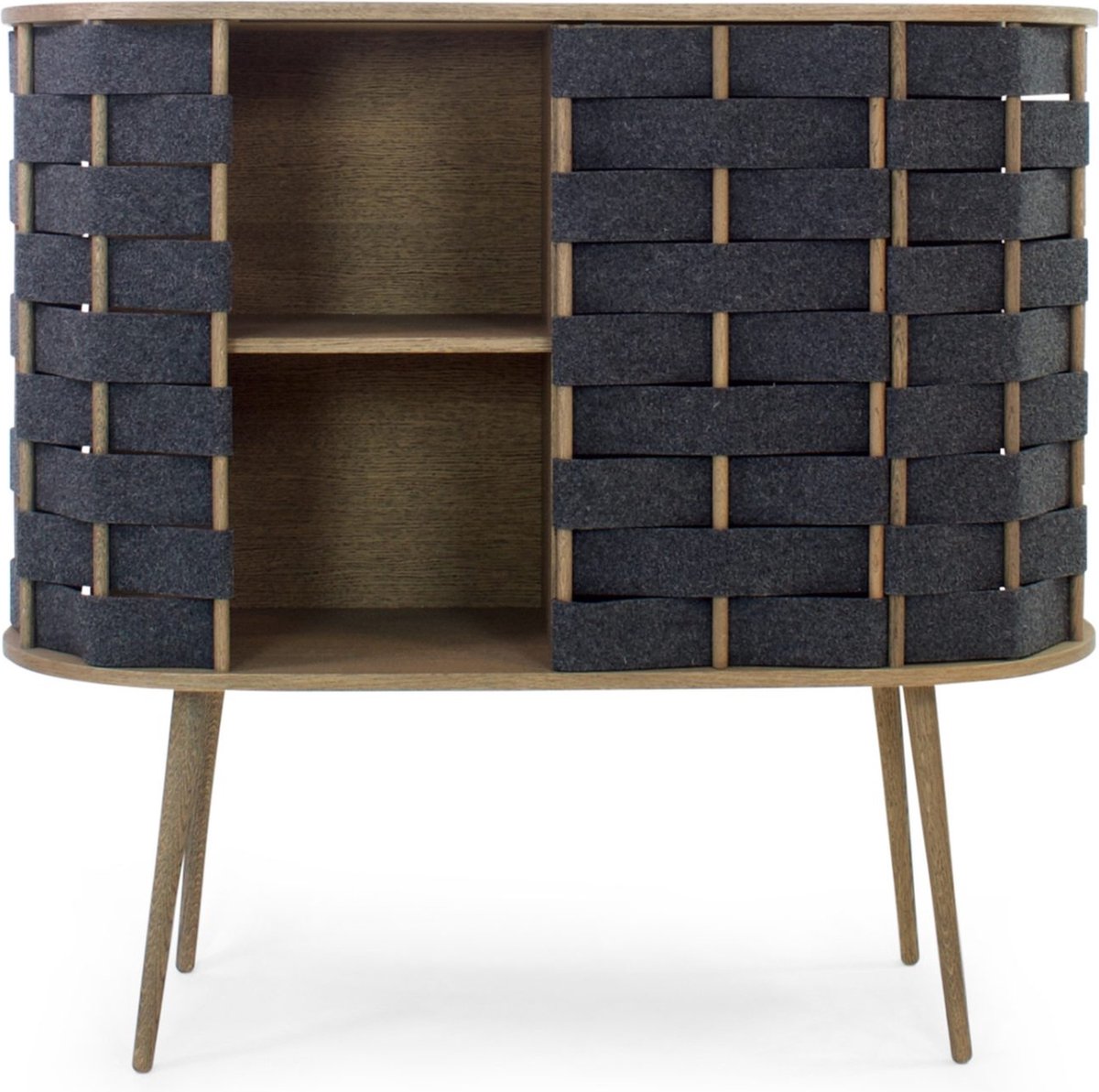 njordec hoge kast - vilt - gerookt eikenhout - 120cm