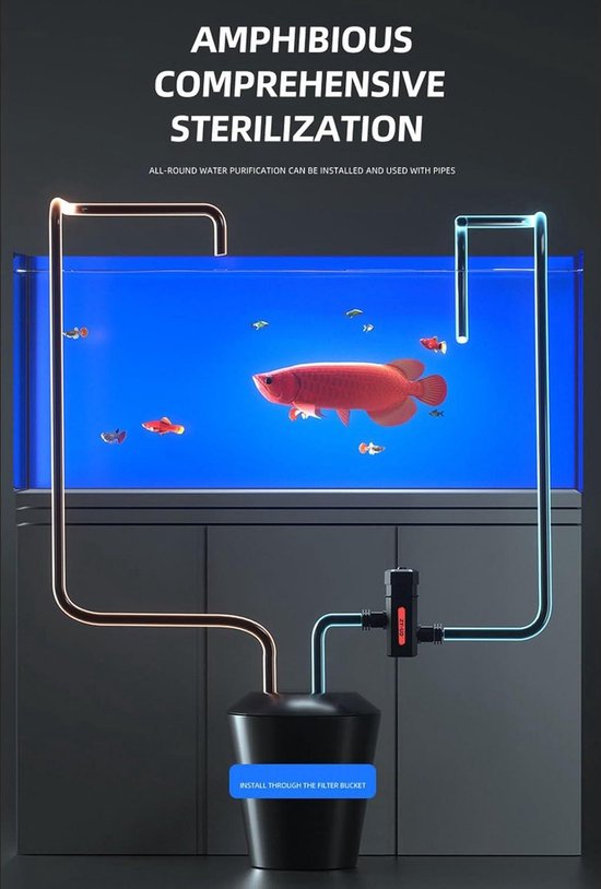 Clean Aquarium Light, 7W UV Aquarium Disinfectant Dip Light with 4 Speed Timer, Thickened Quartz Tube Aquarium Water Cleaning Lamp
