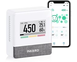 Inkbird Bluetooth CO2 Meter, IAM-T1 Air Quality Meter Thermometer Hygrometer Air Pressure with Electronic Ink Screen, App Monitor, 4 Years Battery Life, for Home, Office