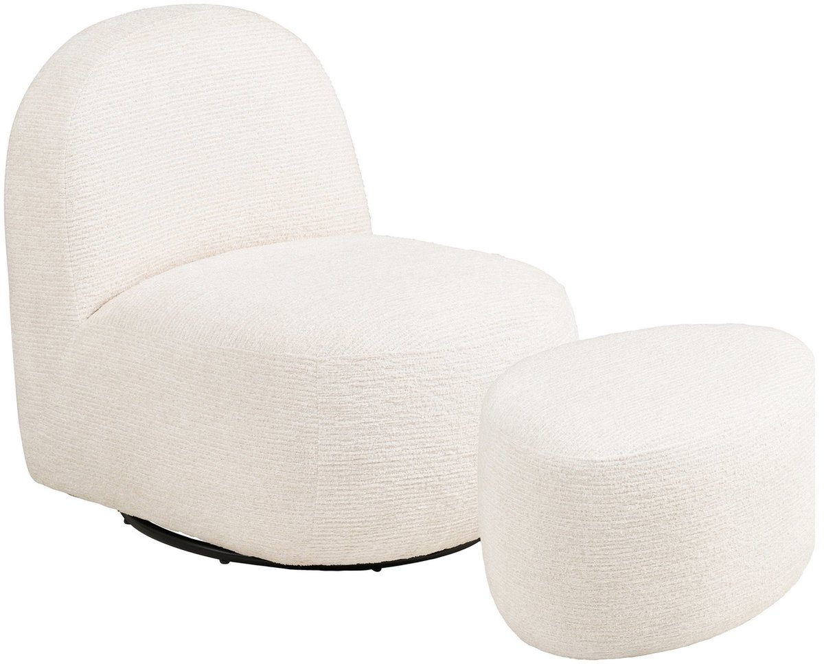 House Nordic Fauteuil Milo - Wit - Incl. Poef Set