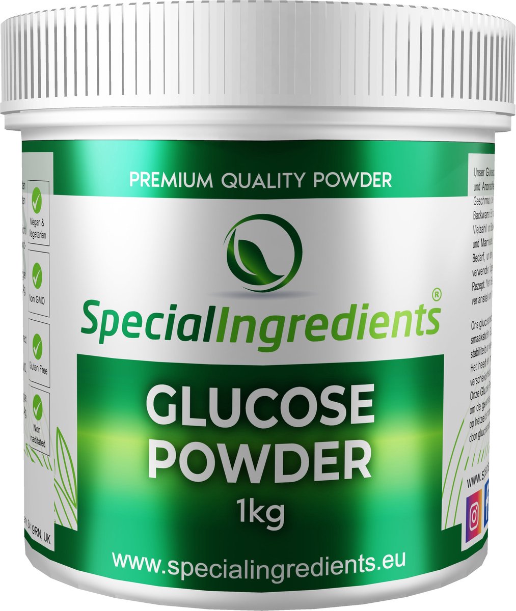 Glucose Poeder - 1 kg - Veganistische Zoetstof - Moderne Gastronomie - Moleculair Koken - Hersluitbare Pot - Recycled Plastic